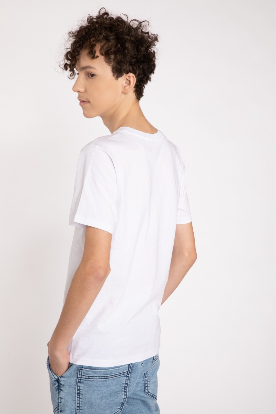 Biały T-shirt z nadrukami - 40974
