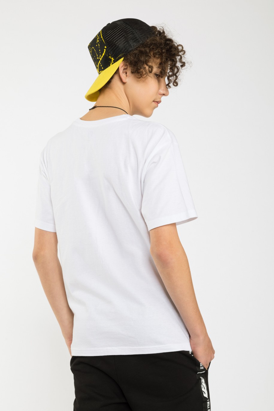 Biały T-shirt oversize z nadrukami - 40986