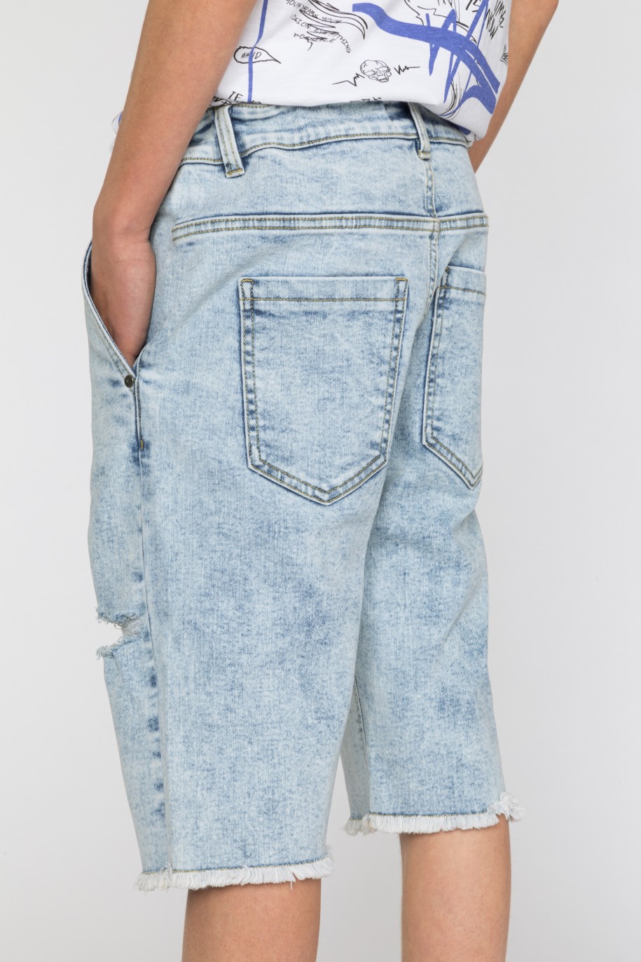 Jeansowe krótkie spodenki z przetarciami - 41181