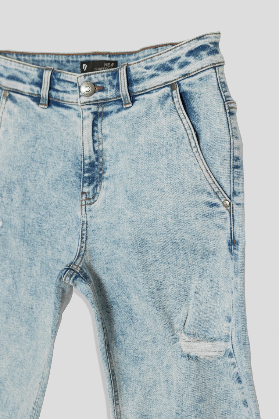 Jeansowe krótkie spodenki z przetarciami - 41184