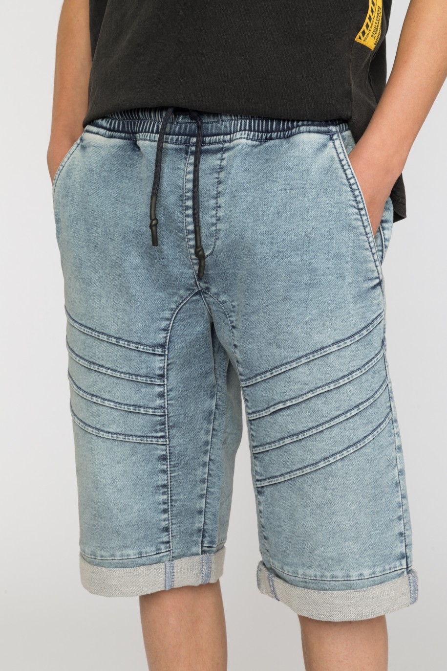 Krótkie jeansowe spodenki na gumce - 41186