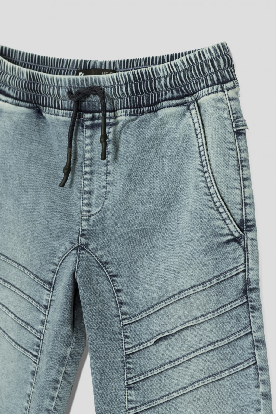 Krótkie jeansowe spodenki na gumce - 41190