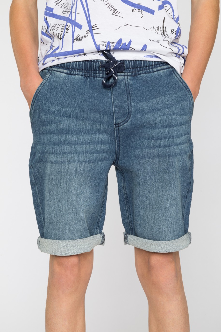 Krótkie niebieskie jeansowe spodenki dla chłopaka - 41204