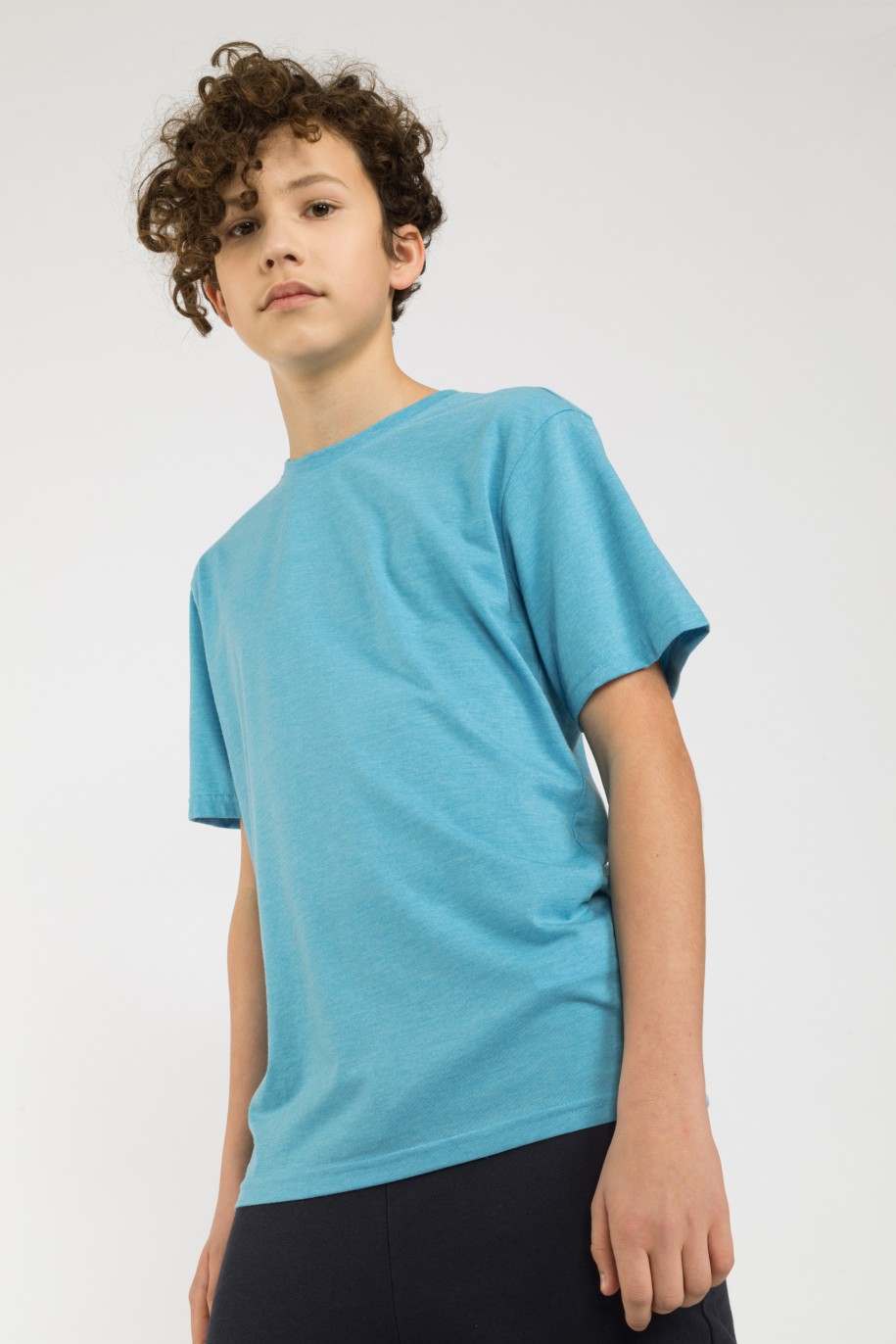 Niebieski gładki t-shirt - 41251