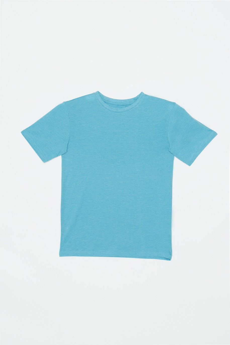 Niebieski gładki t-shirt - 41254