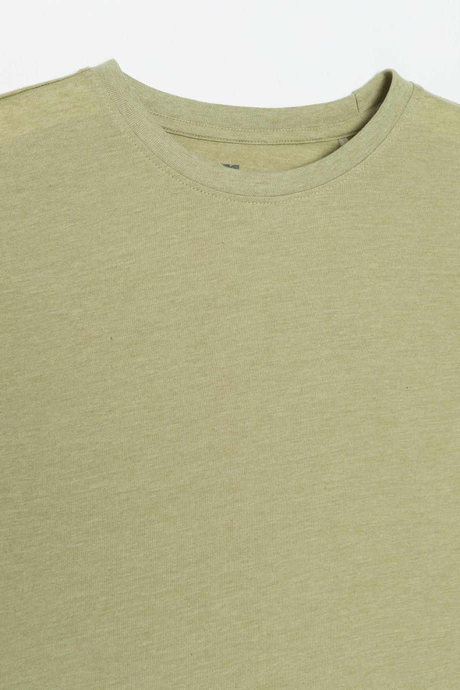 Oliwkowy gładki t-shirt - 41261