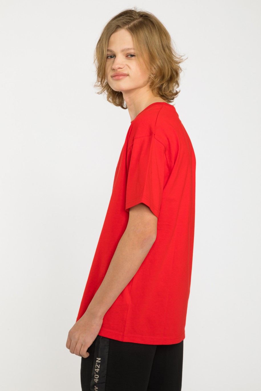 Czerwony t-shirt z nadrukiem MESS - 41398