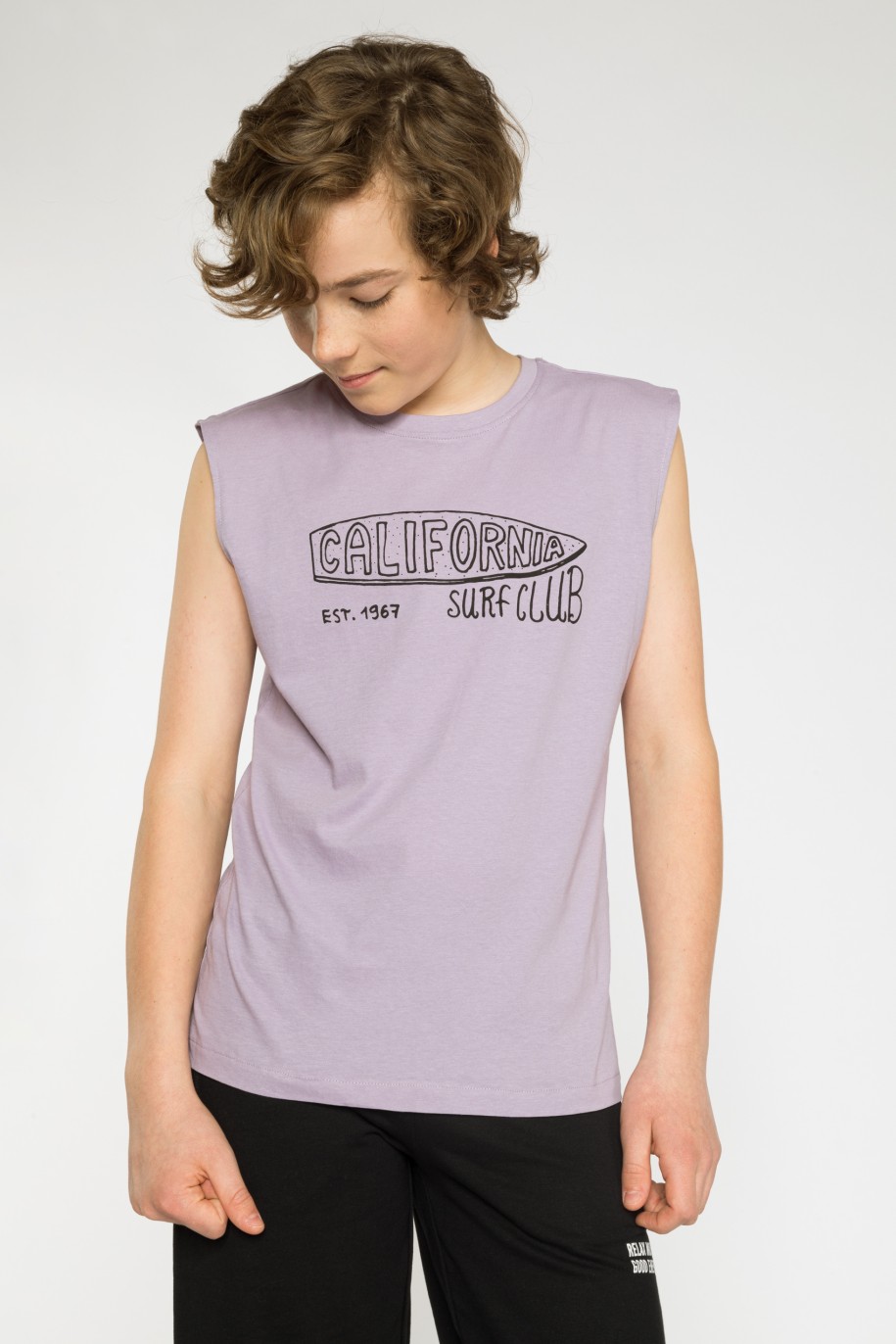 Fioletowy t-shirt bez rękawów CALIFORNIA SURF CLUB - 41417
