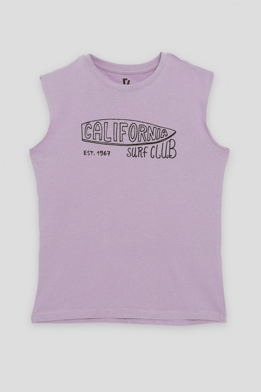 Fioletowy t-shirt bez rękawów CALIFORNIA SURF CLUB - 41420