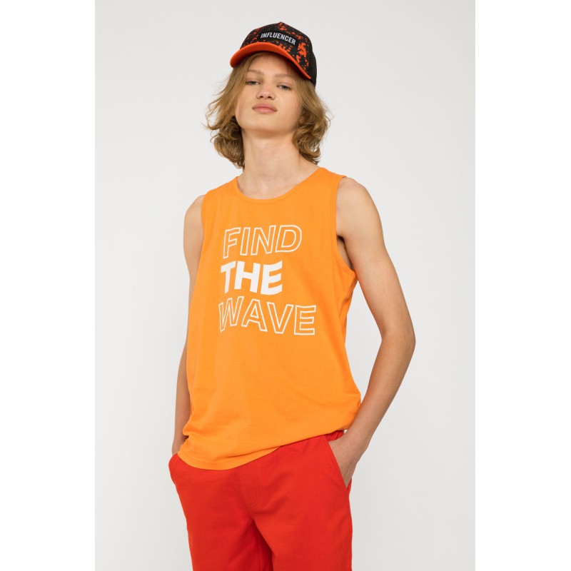 Pomarańczowy t-shirt bez rękawów FIND THE WAVE - 41422