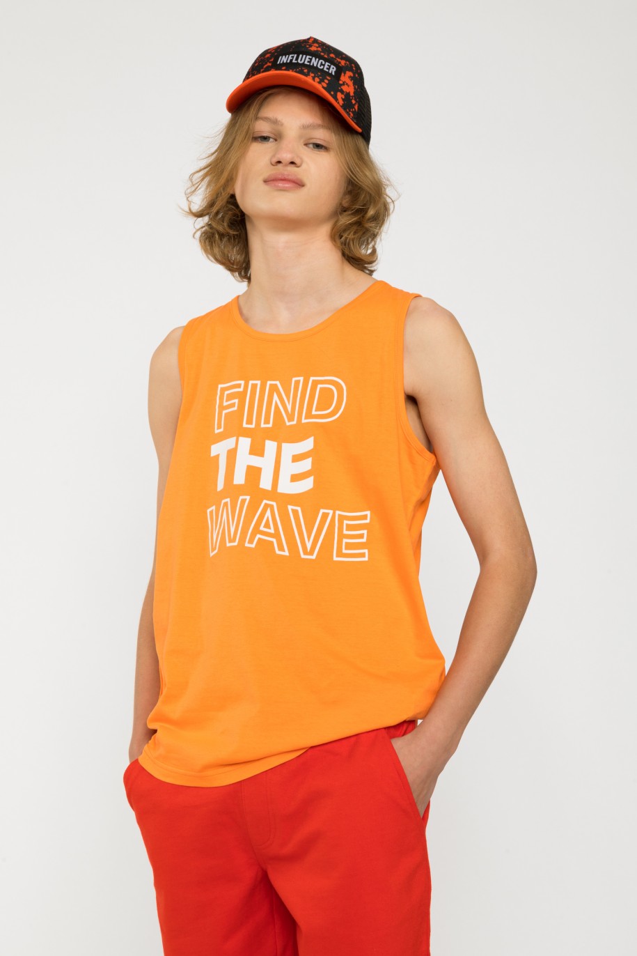 Pomarańczowy t-shirt bez rękawów FIND THE WAVE - 41422
