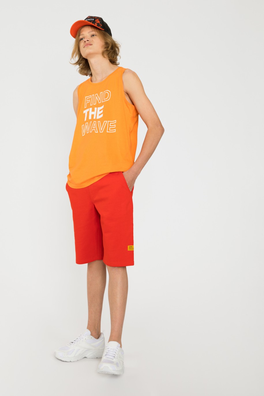 Pomarańczowy t-shirt bez rękawów FIND THE WAVE - 41424