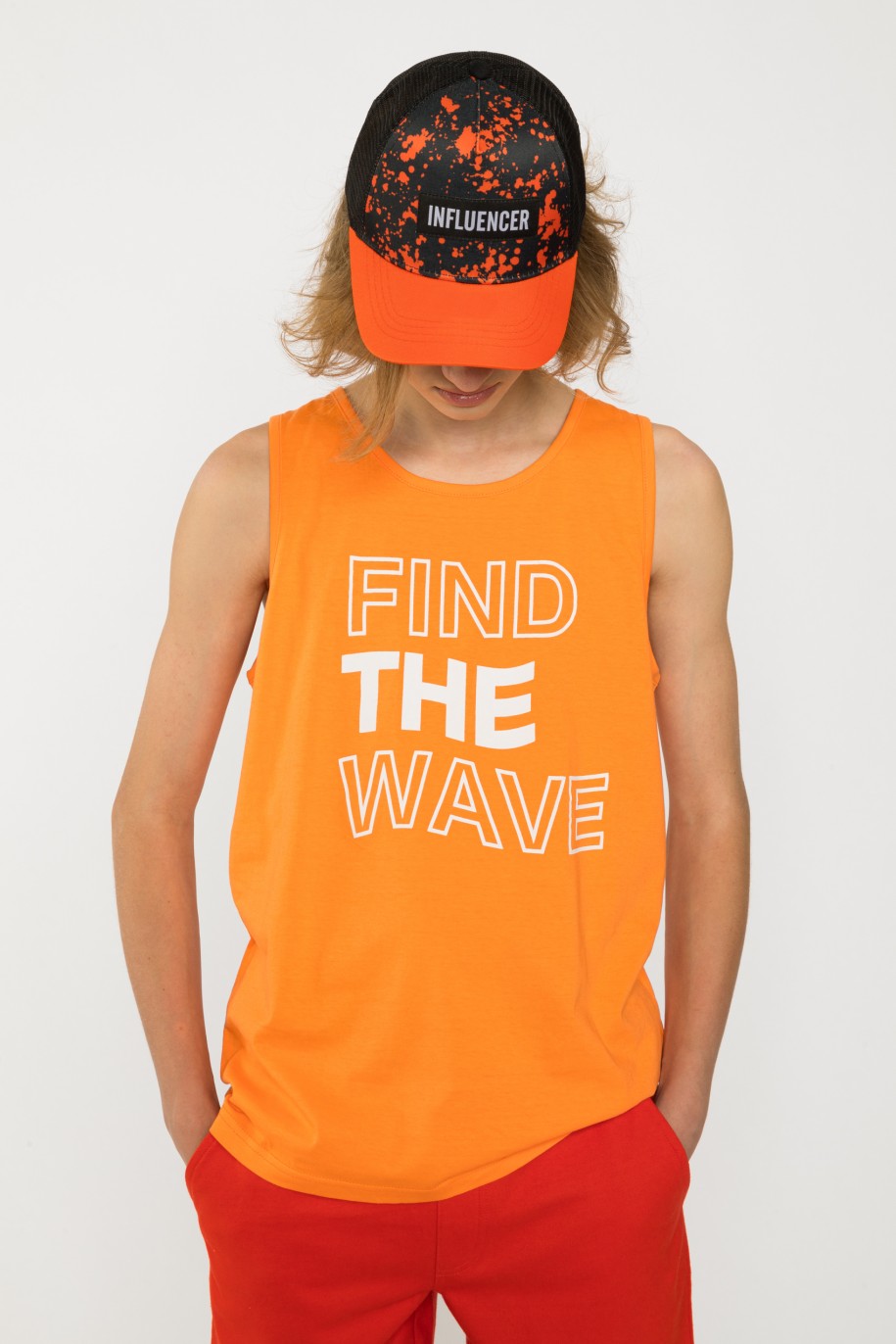 Pomarańczowy t-shirt bez rękawów FIND THE WAVE - 41425