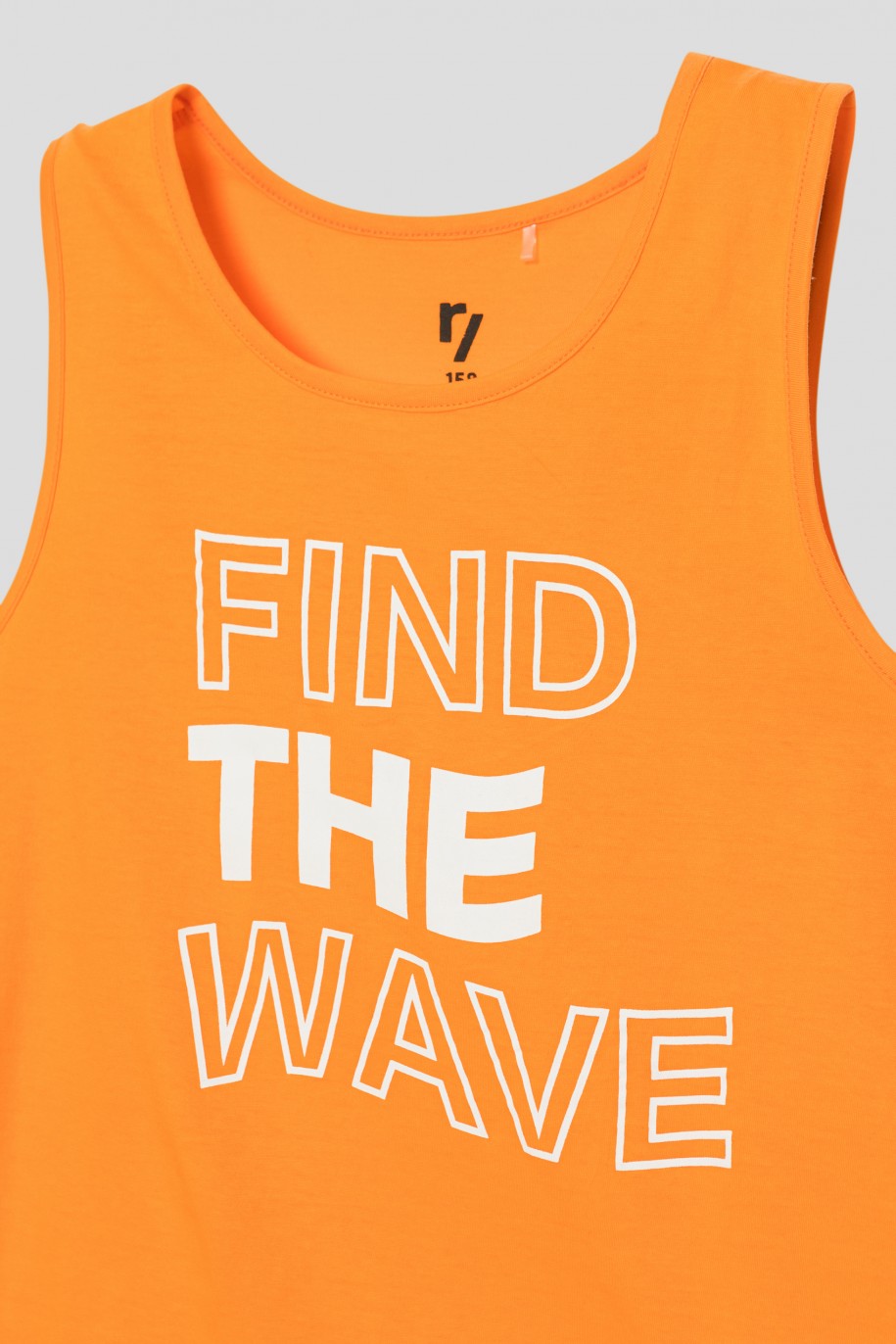 Pomarańczowy t-shirt bez rękawów FIND THE WAVE - 41427