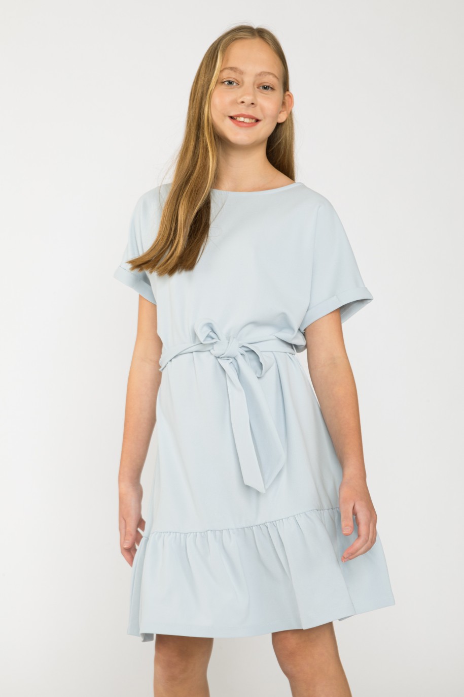 Błękitna sukienka z falbanką dla dziewczyny - 41635