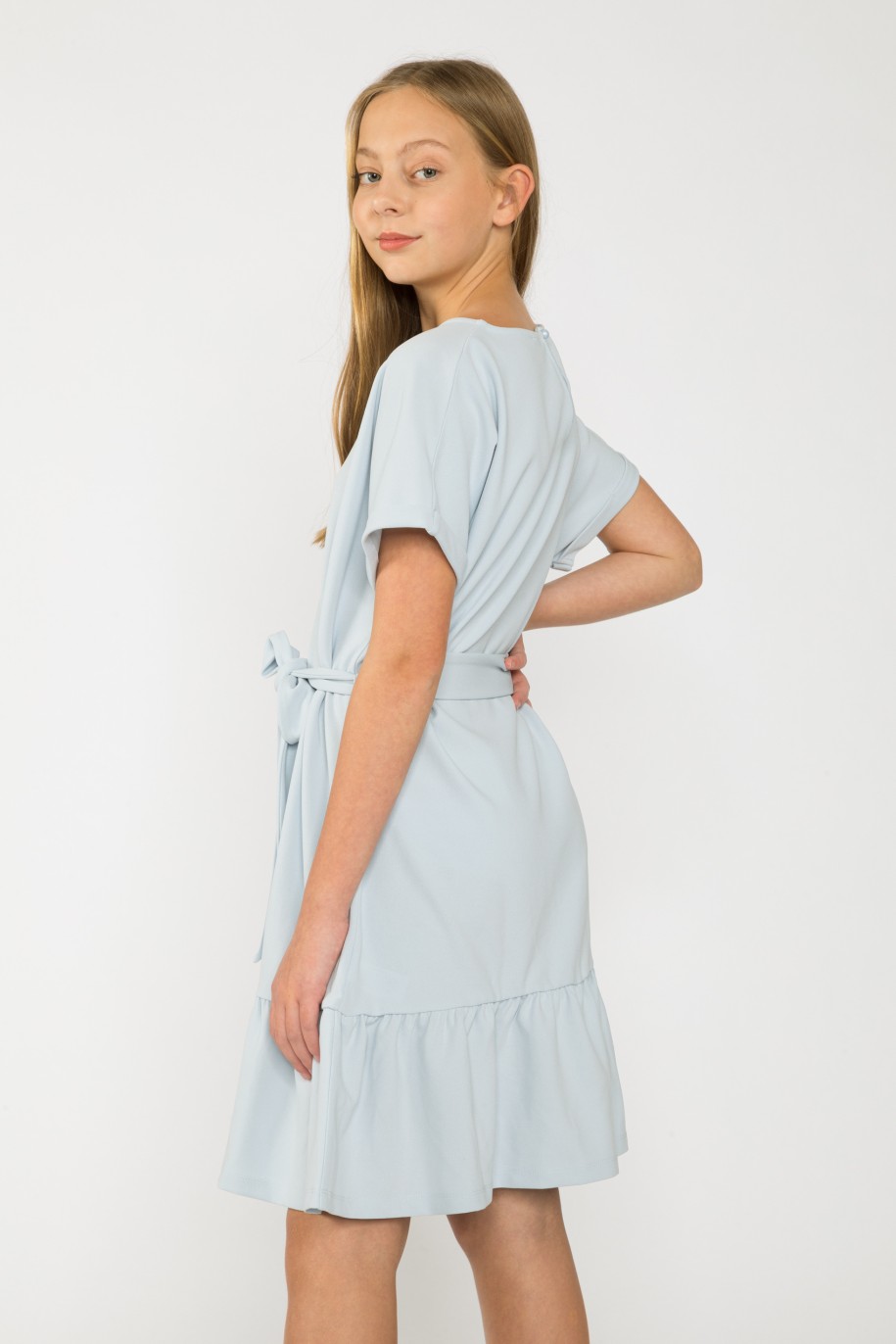 Błękitna sukienka z falbanką dla dziewczyny - 41636