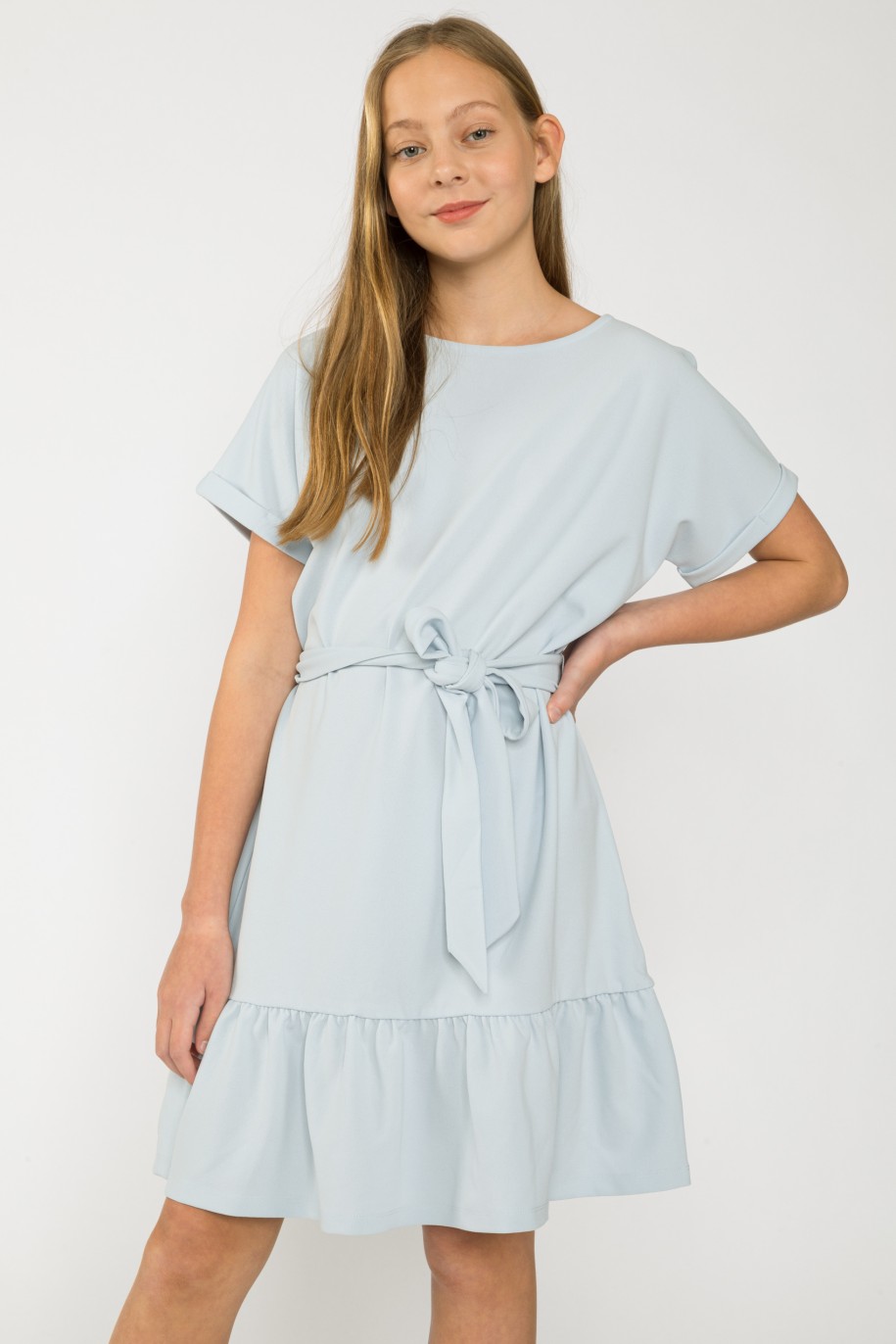 Błękitna sukienka z falbanką dla dziewczyny - 41638