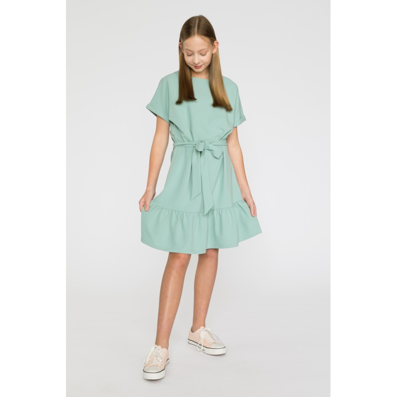 Miętowa sukienka z falbanką dla dziewczyny - 41641