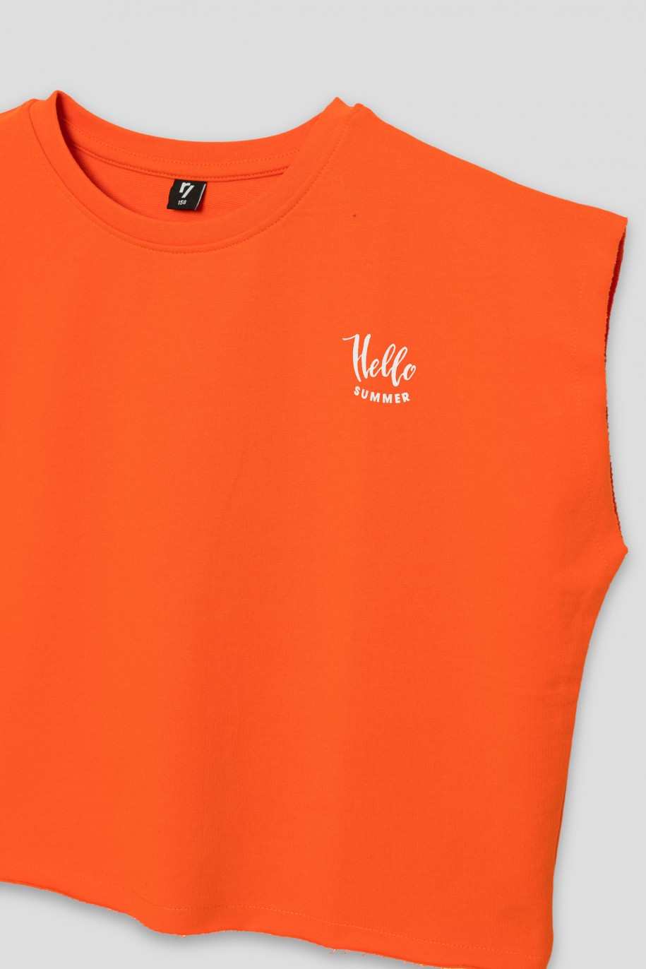 Pomarańczowy t-shirt HELLO SUMMER - 41658