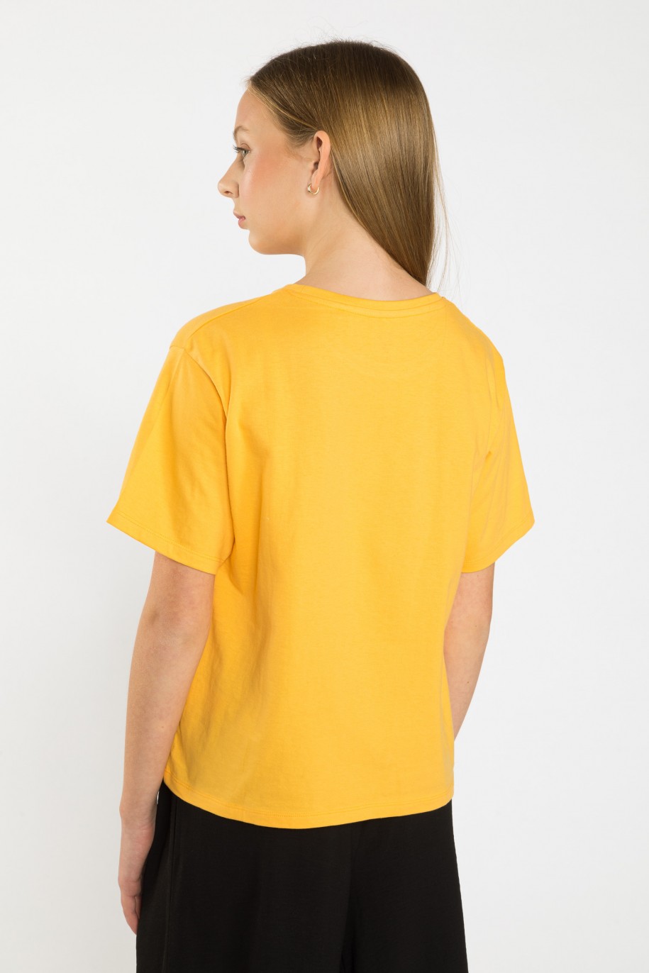 Żółty T-shirt z nadrukiem z surykatką - 41980