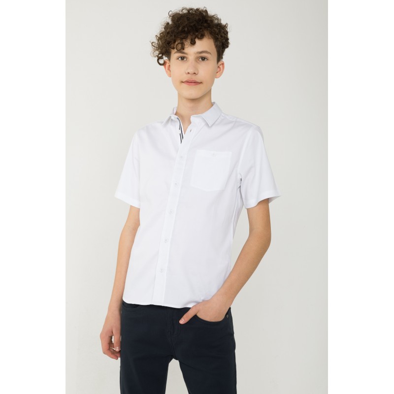Biała koszula z krótkim rękawem i kieszonką - 42008