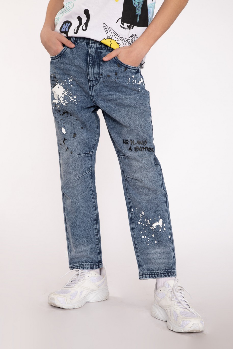 Niebieskie jeansy z nadrukami - 42117