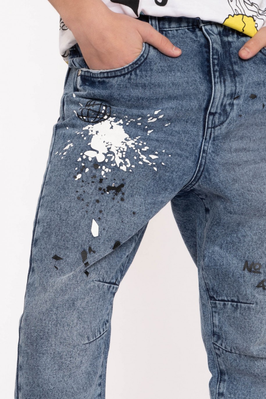 Niebieskie jeansy z nadrukami - 42119