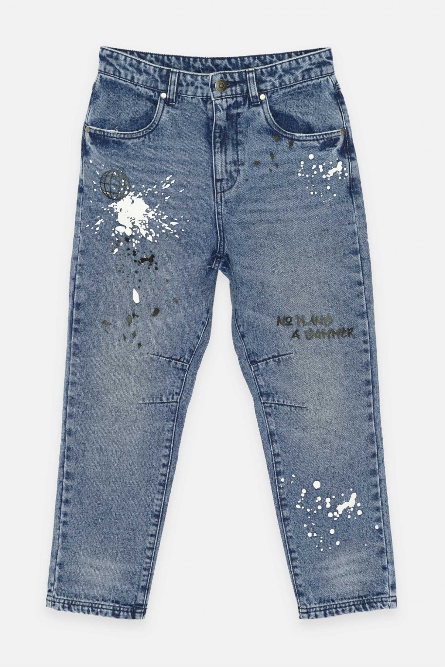 Niebieskie jeansy z nadrukami - 42120