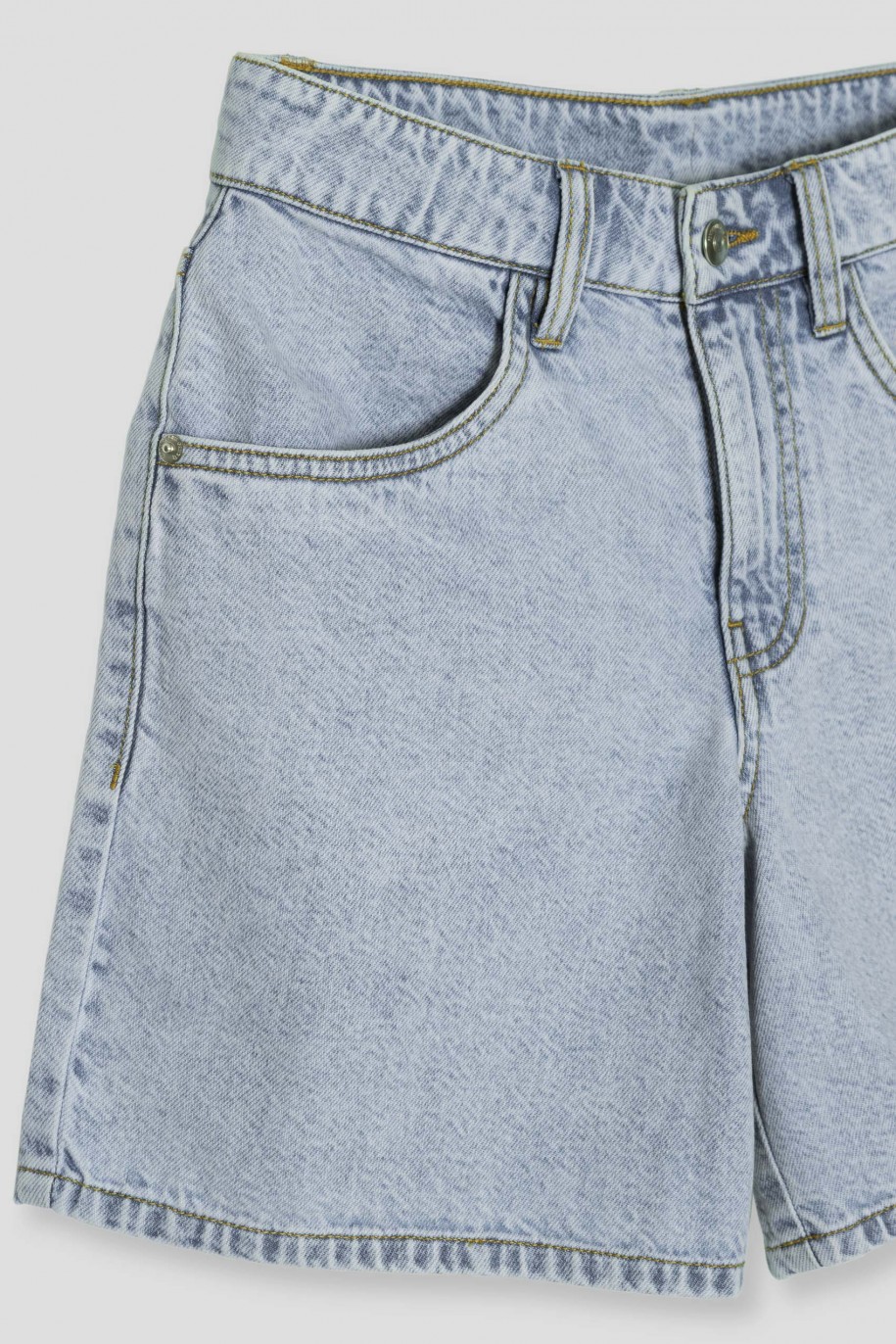 Niebieskie jeansowe proste krótkie spodenki - 42150