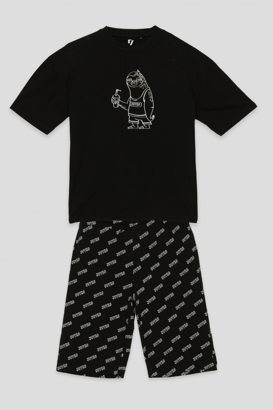 Czarna piżama T-shirt i spodenki - 42173