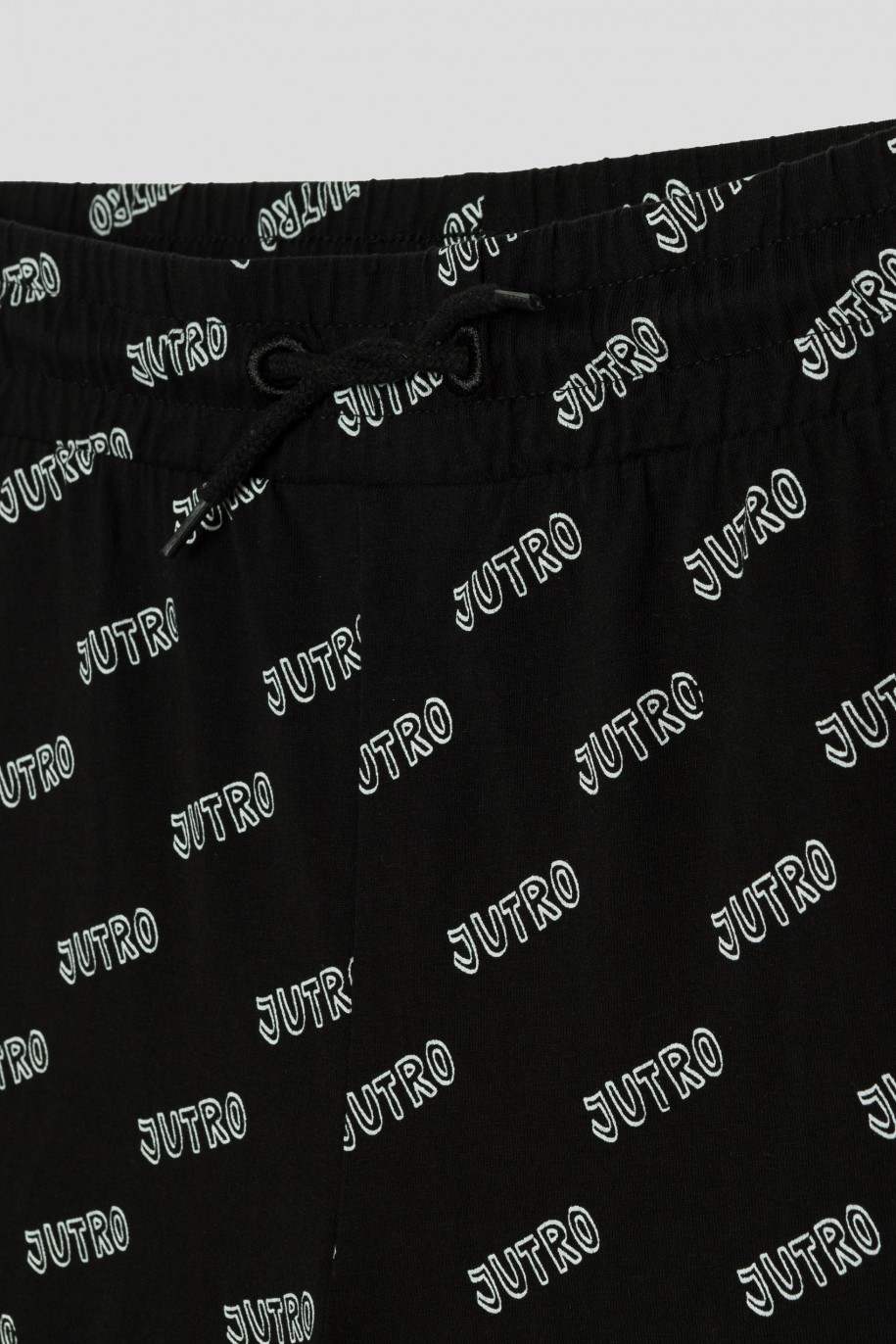 Czarna piżama T-shirt i spodenki - 42174