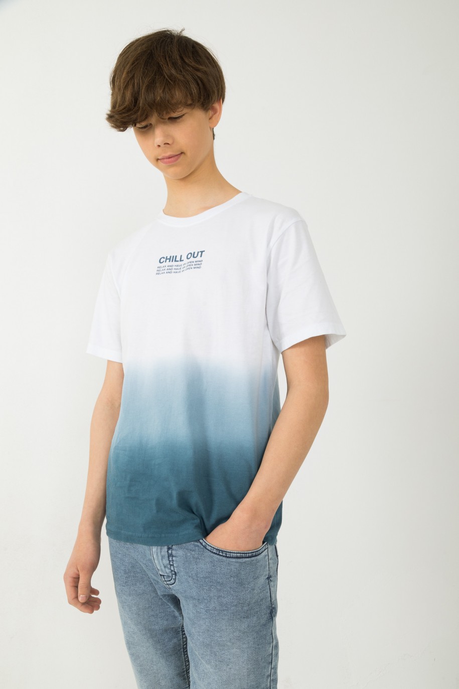 Biało-niebieski T-shirt ombre - 42411