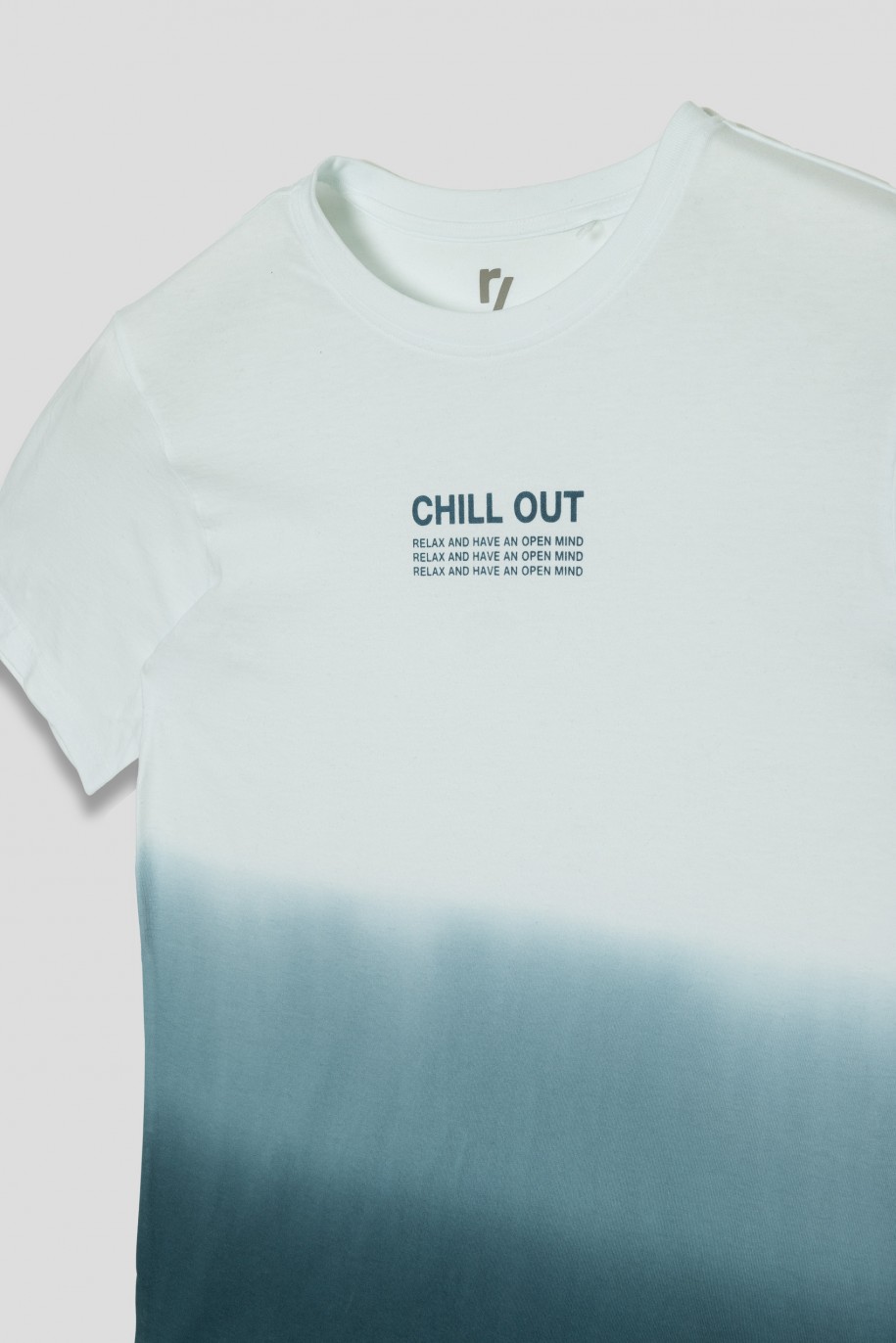 Biało-niebieski T-shirt ombre - 42416