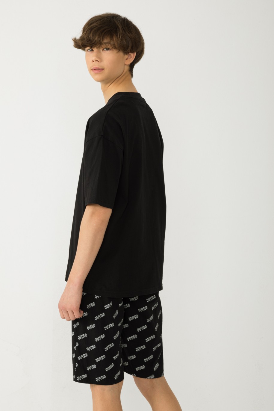 Czarna piżama T-shirt i spodenki - 42486