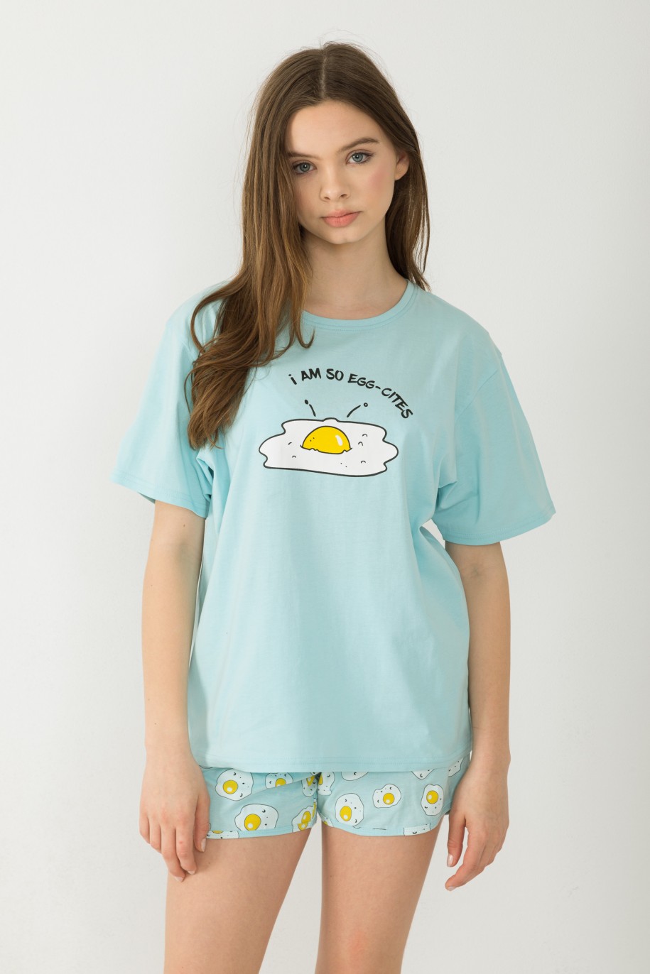 Niebieska piżama T-shirt i spodenki - 42490