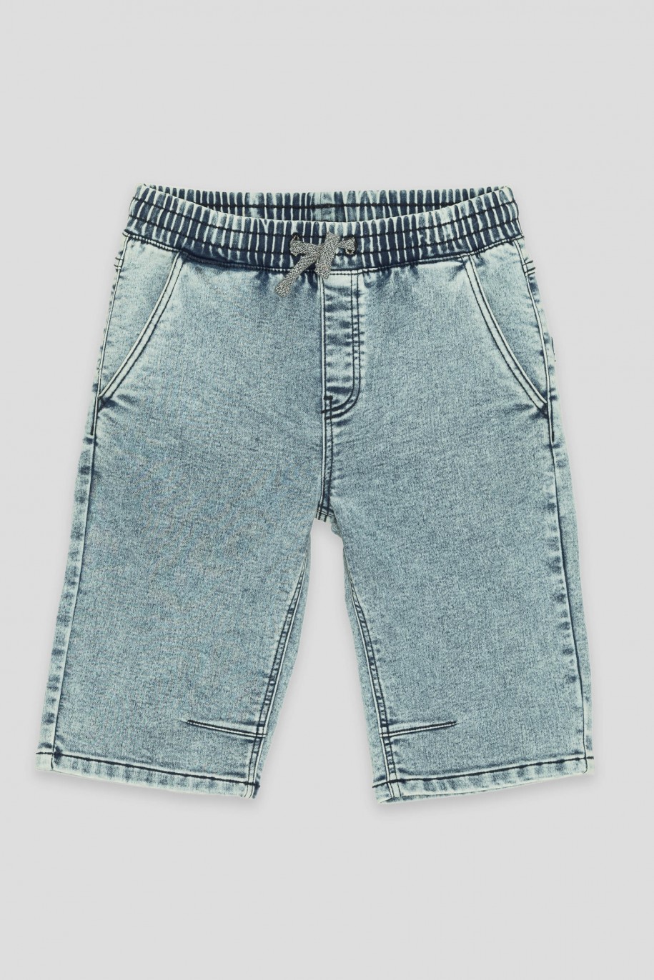 Niebieskie krótkie jeansowe spodenki na gumce - 42515