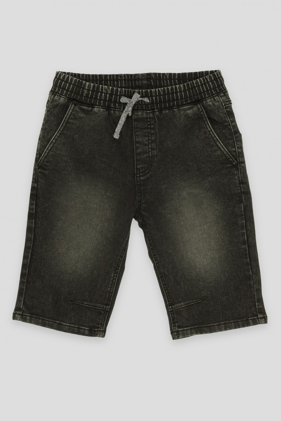 Szare krótkie jeansowe spodenki na gumce - 42520