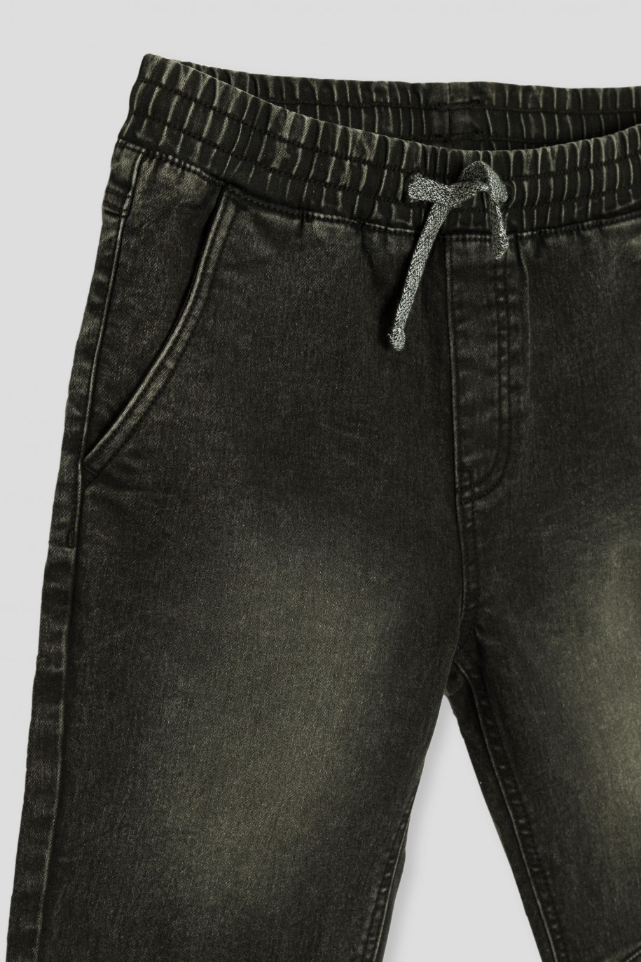 Szare krótkie jeansowe spodenki na gumce - 42521