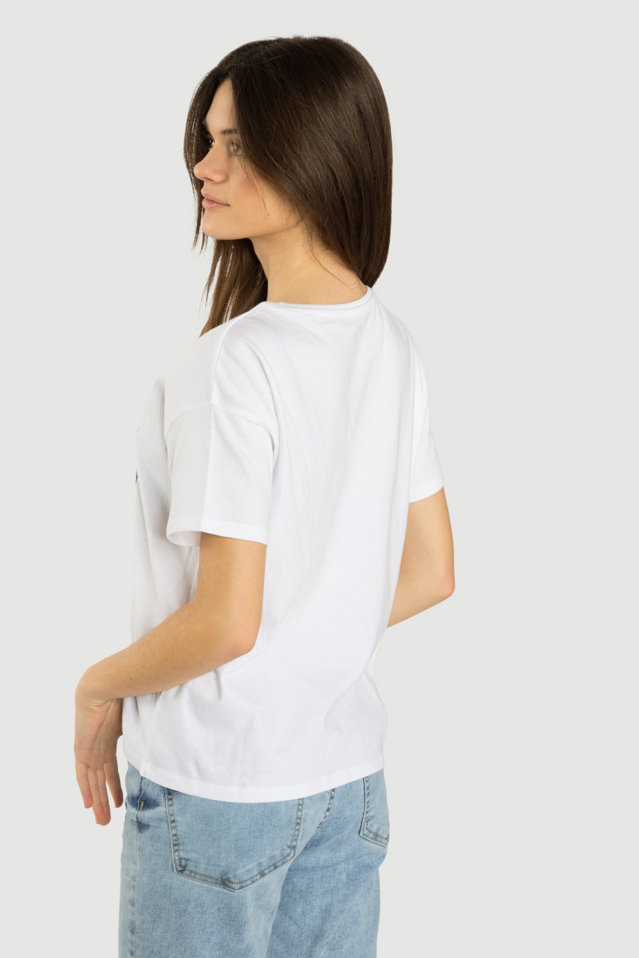 Biały T-shirt z nadrukiem - 42567