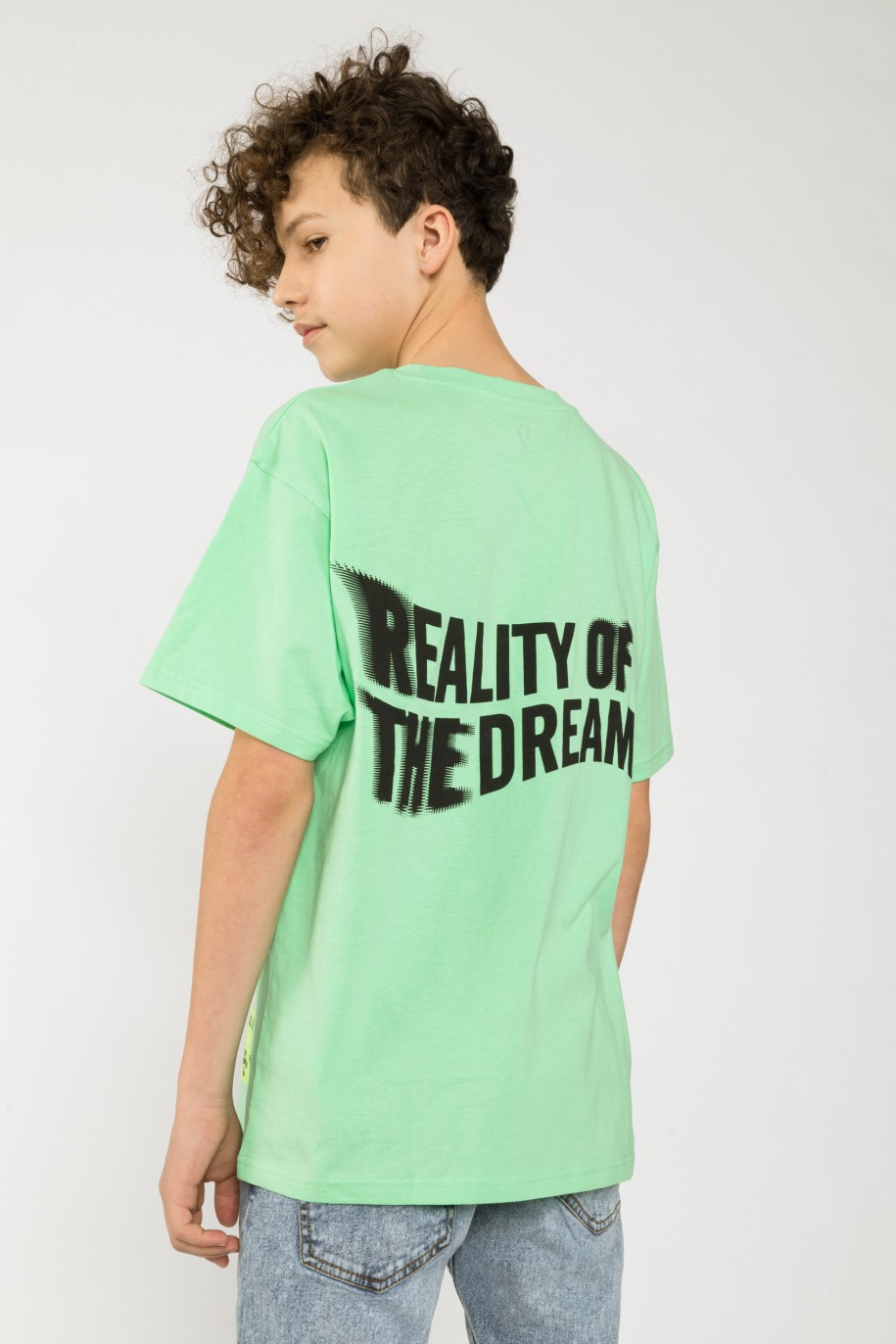 Zielony T-shirt z nadrukiem na plecach - 42586