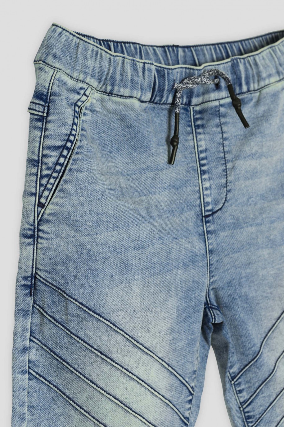 Niebieskie jeansowe krótkie spodenki na gumce - 42622
