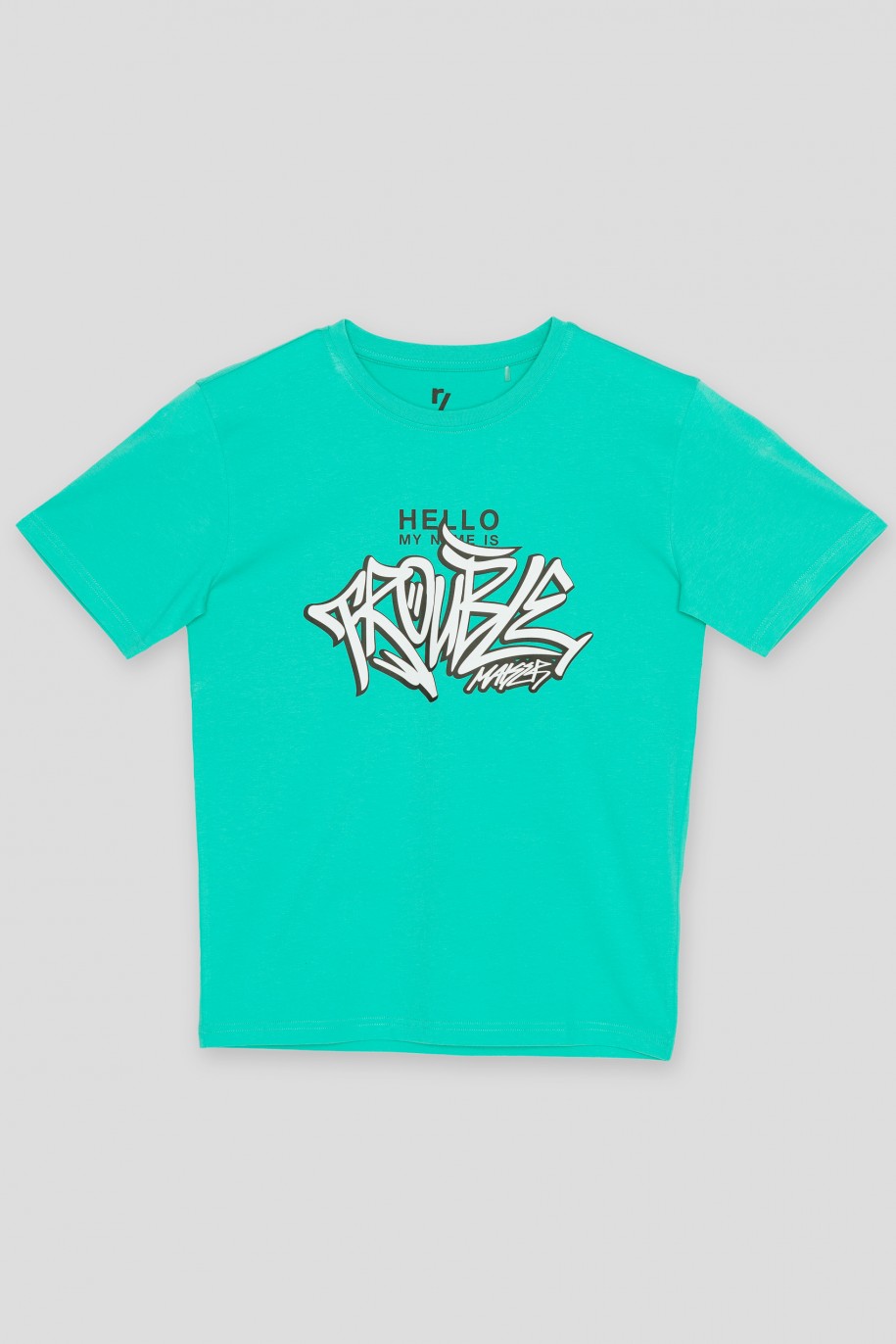 Morski T-shirt z nadrukiem graffiti - 42668