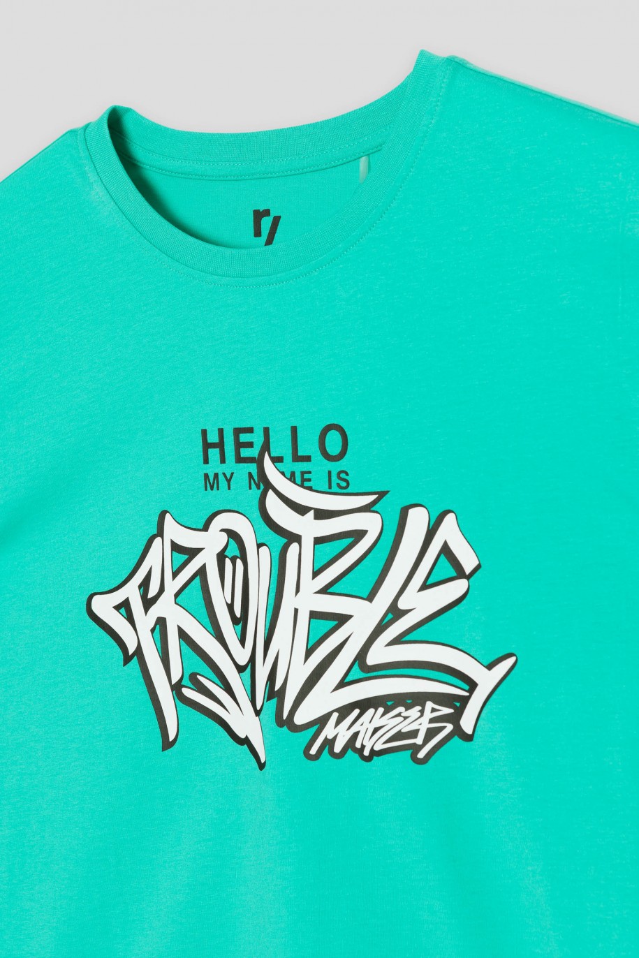 Morski T-shirt z nadrukiem graffiti - 42669