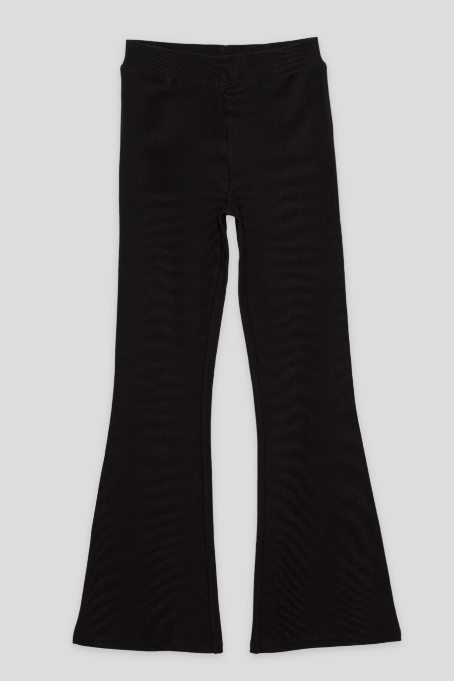 Czarne welurowe spodnie typu dzwony - 42866