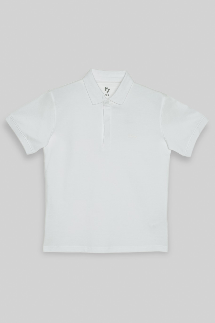 Biała koszulka polo z nadrukiem - 42879