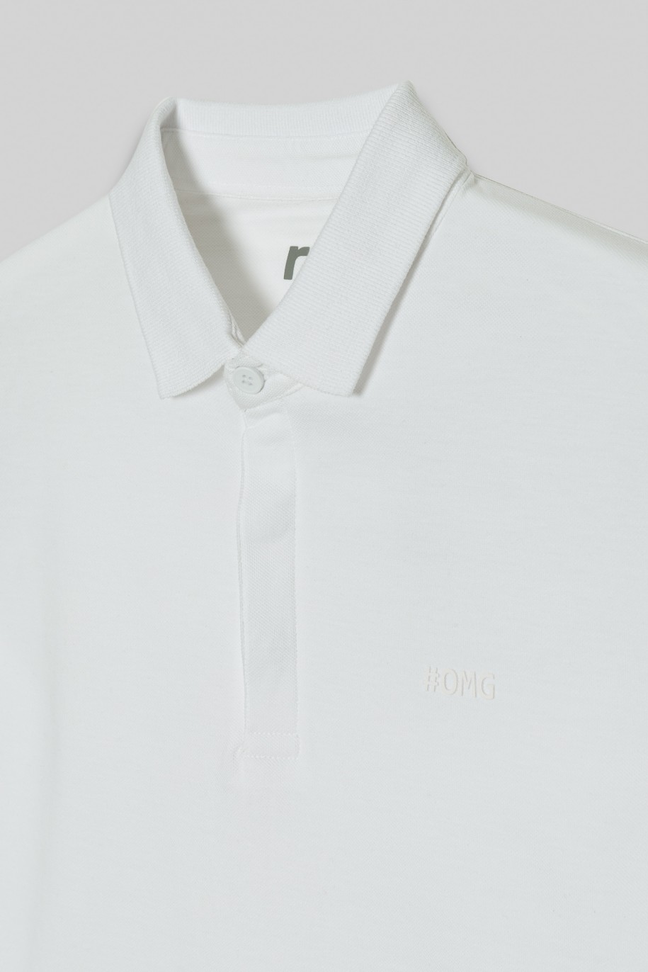 Biała koszulka polo z nadrukiem - 42880