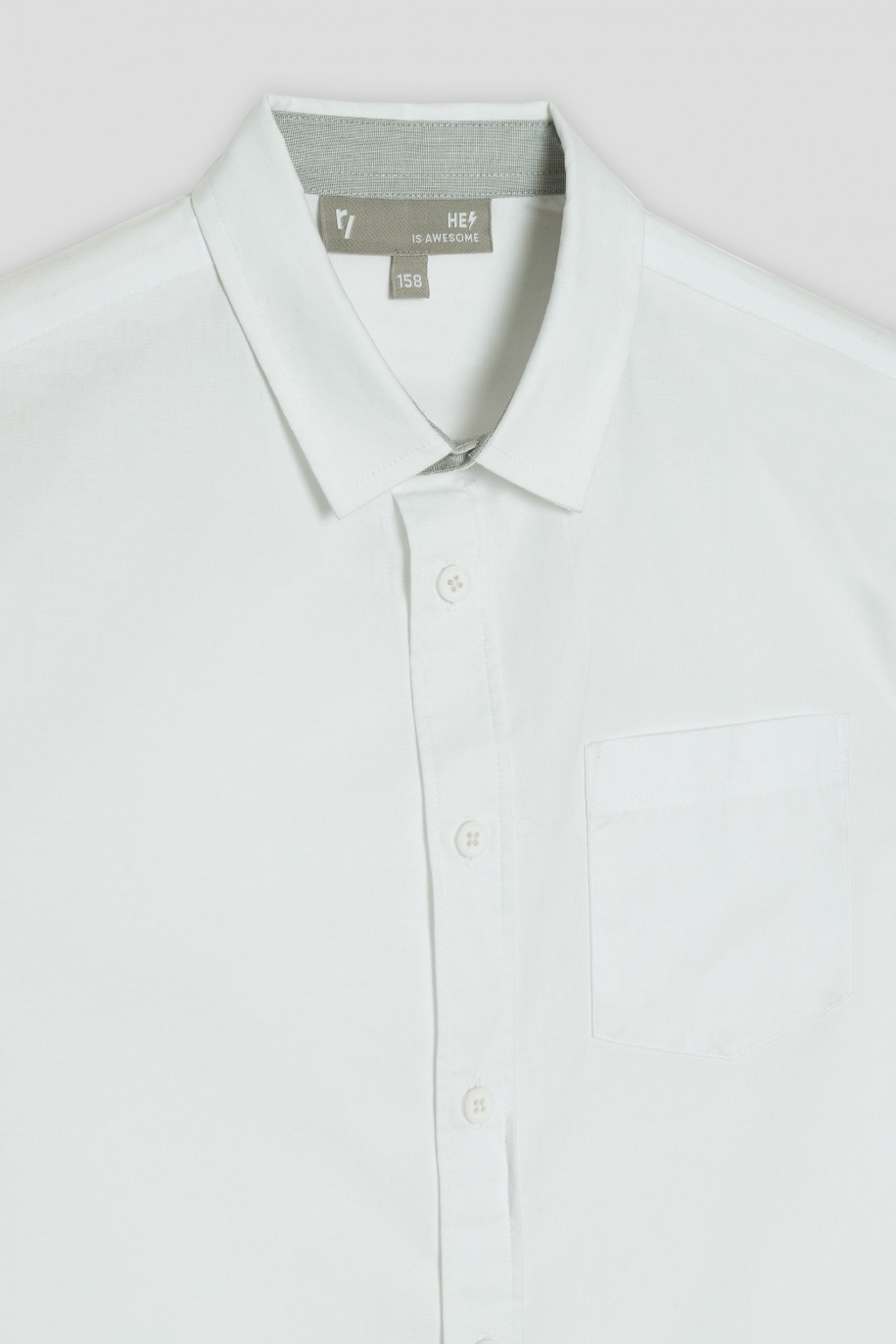 Biała koszula z krótkim rękawem - 42937