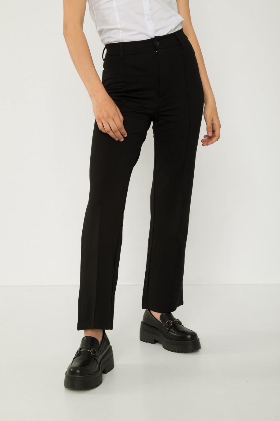 Czarne spodnie z szeroką nogawką WIDE LEG - 43019