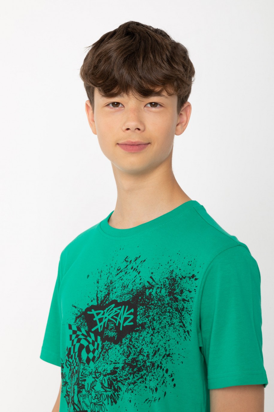Zielony T-shirt z nadrukiem - 43209