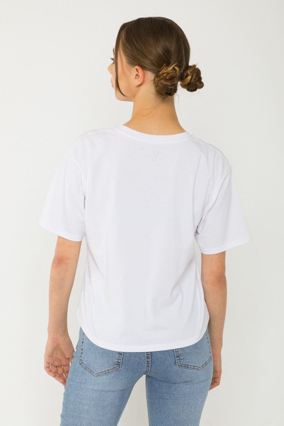 Biały T-shirt z nadrukiem - 43225